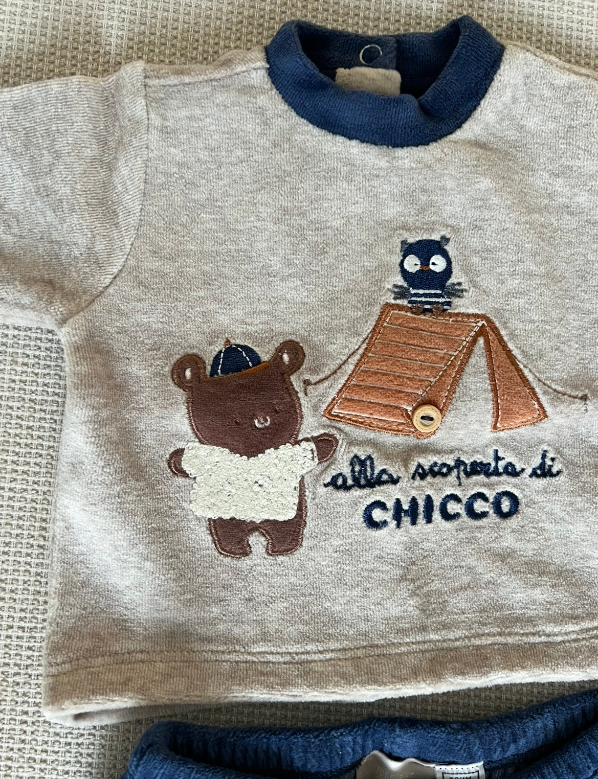 Ensemble Chicco beige & bleu marine