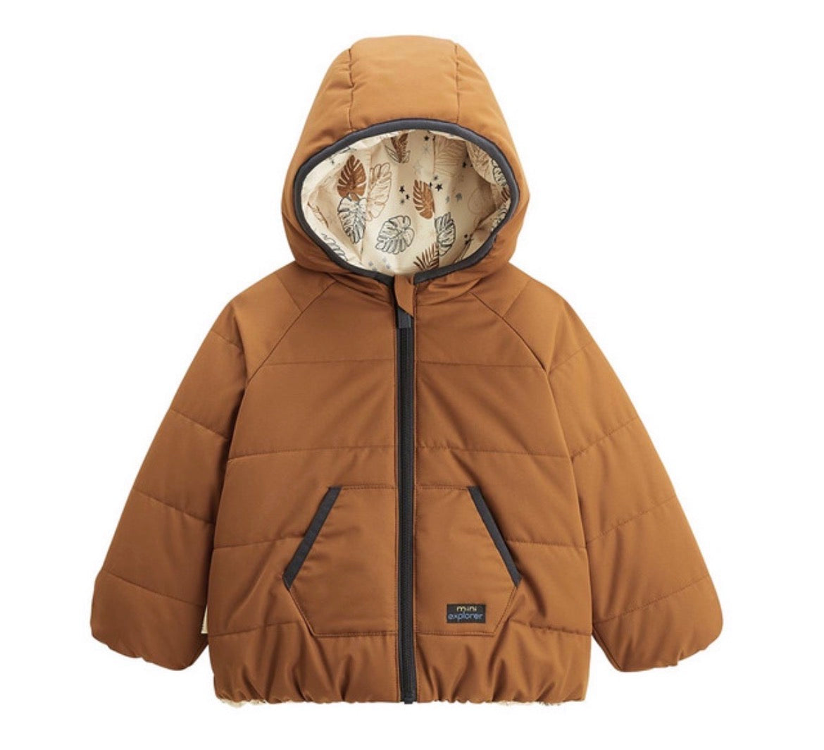 Doudoune réversible imperméable avec capuche en marron