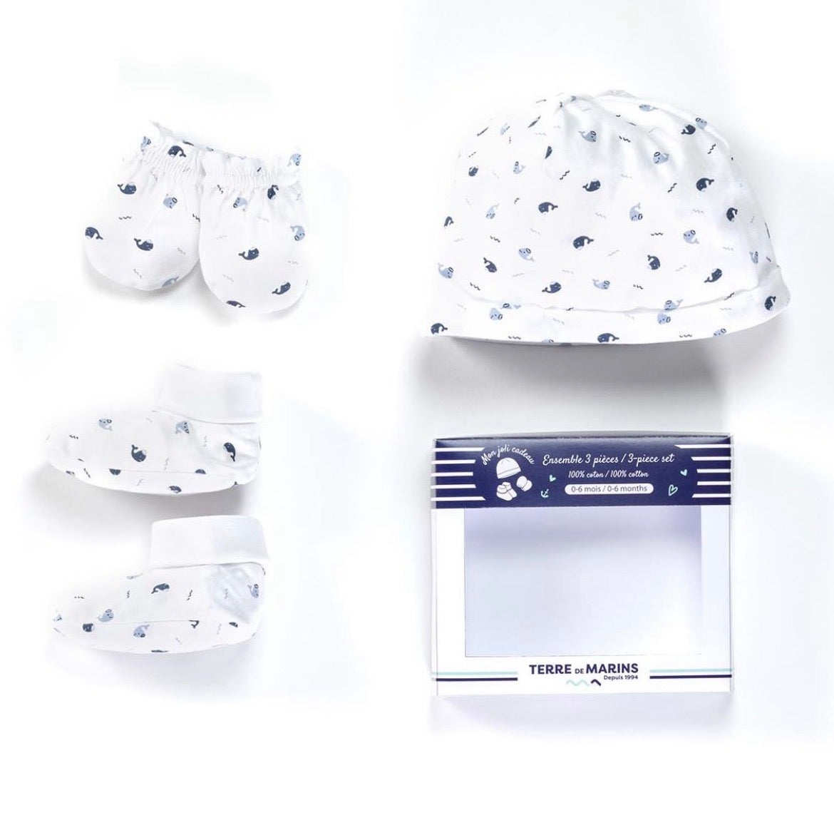 Set 3 pcs Bonnet moufles et chaussettes