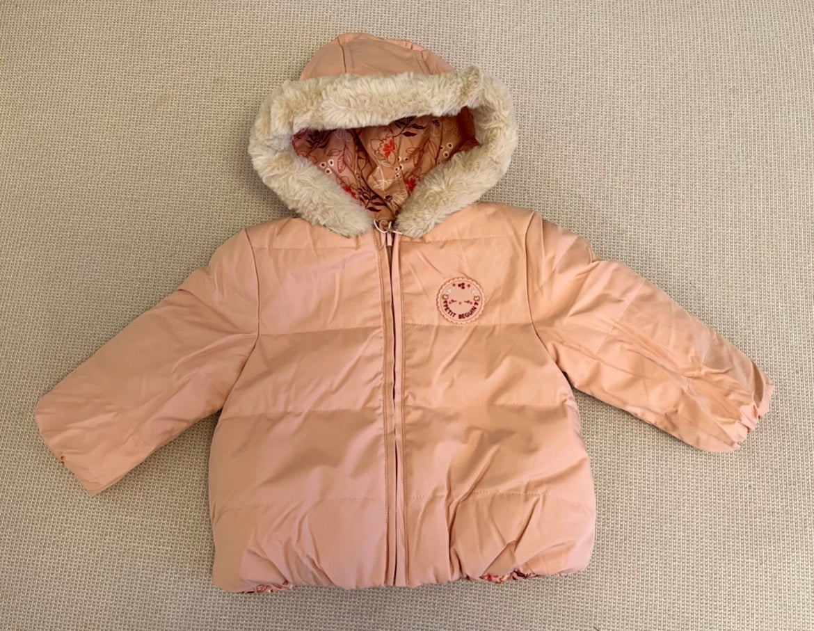 Doudoune réversible imperméable avec capuche en saumon