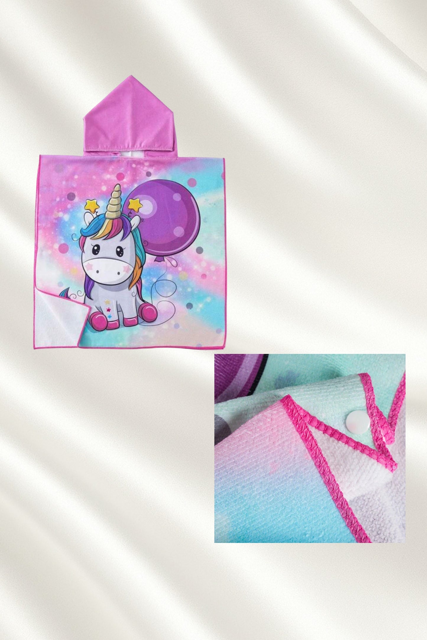 Serviette de bain pancho à motif unicorne