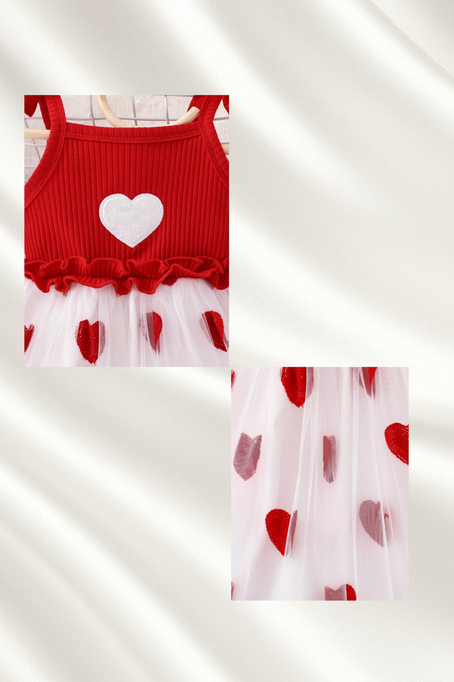 Robe rouge girly imprimée cœurs