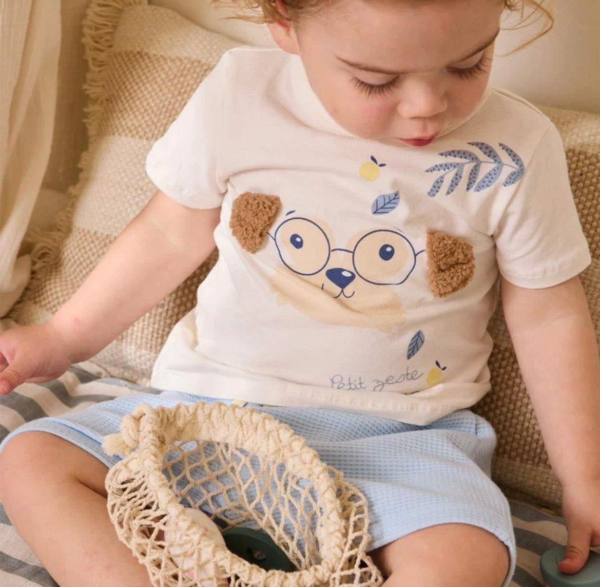 Ensemble 2 pcs Tshirt & short bleu ciel garçon