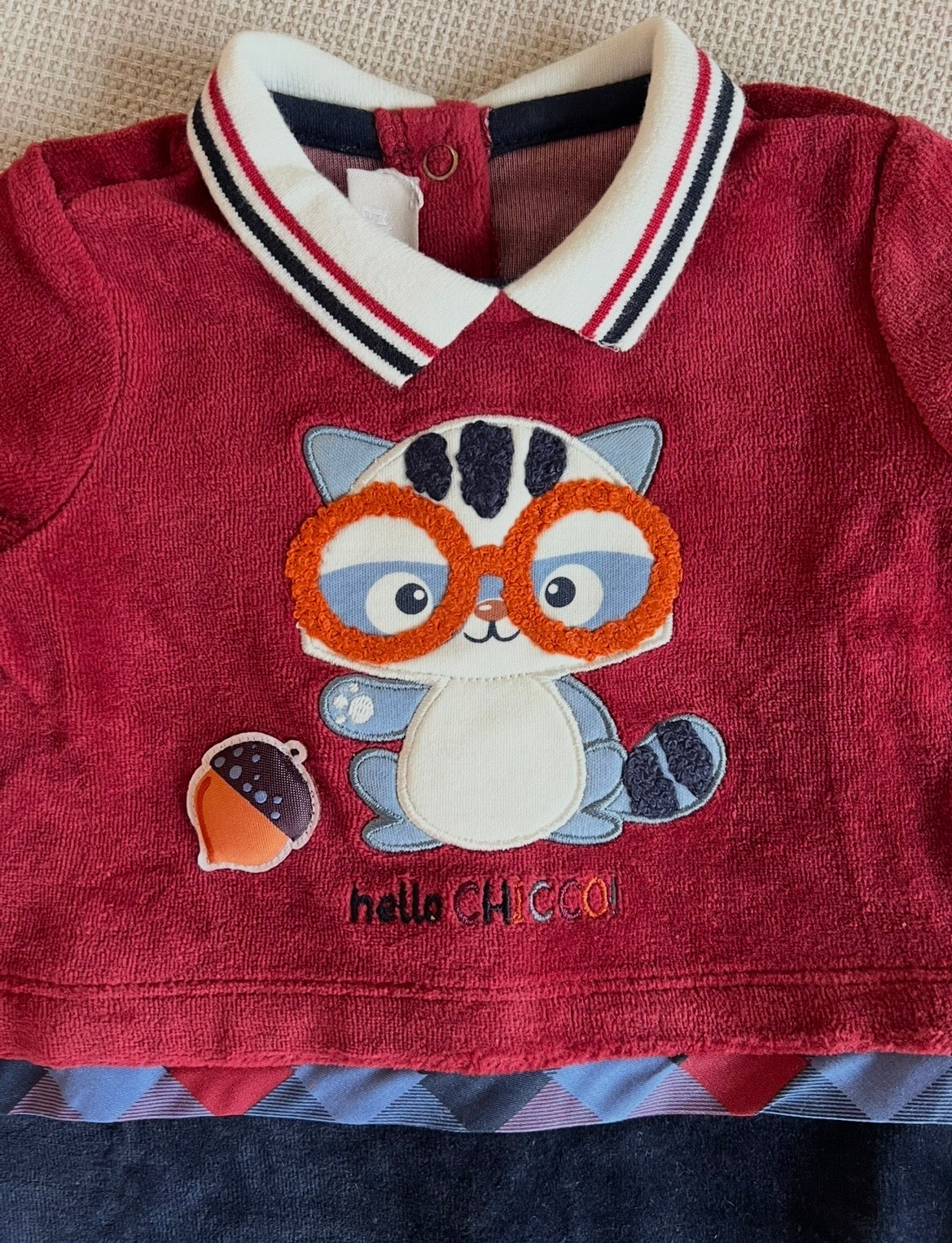 Grenouillère Chicco rouge & bleu marine