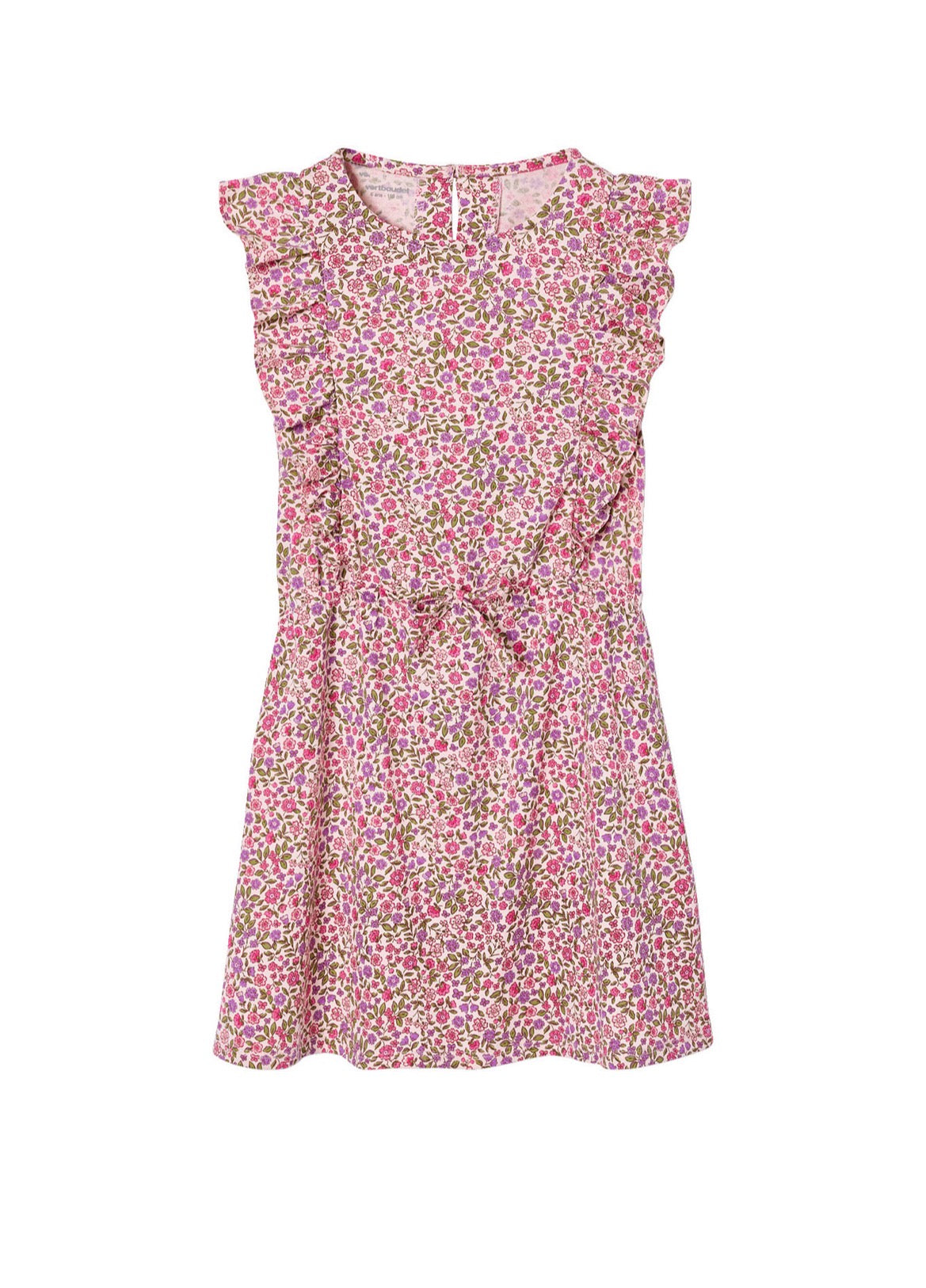Robe fille imprimée en Rose manches volantées