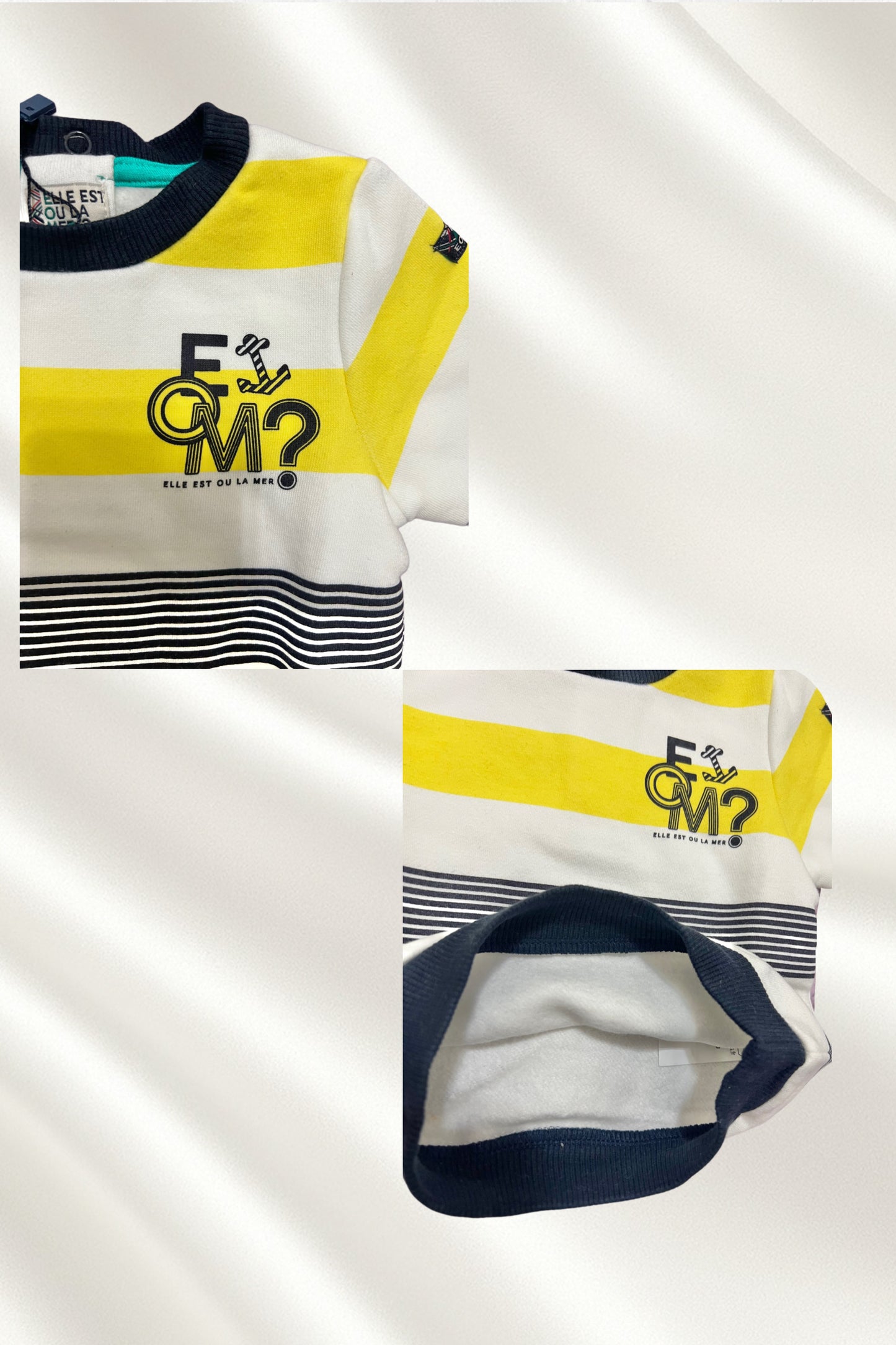 Sweat rayé jaune et bleu marine