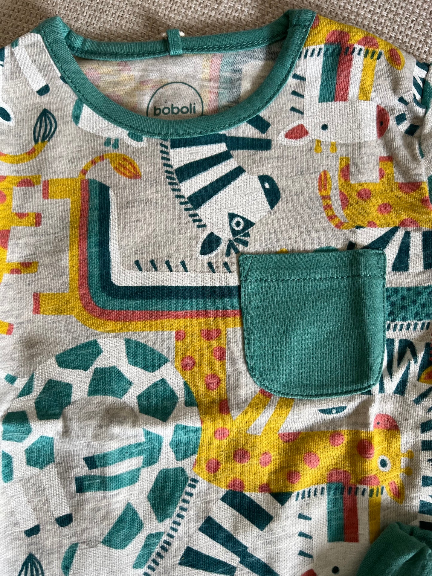 Ensemble 2 pcs Tshirt & short motif zèbre vert garçon
