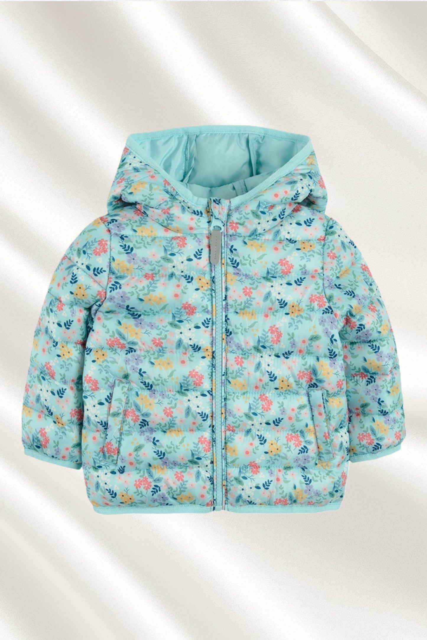 Doudoune fleurie en Turquoise