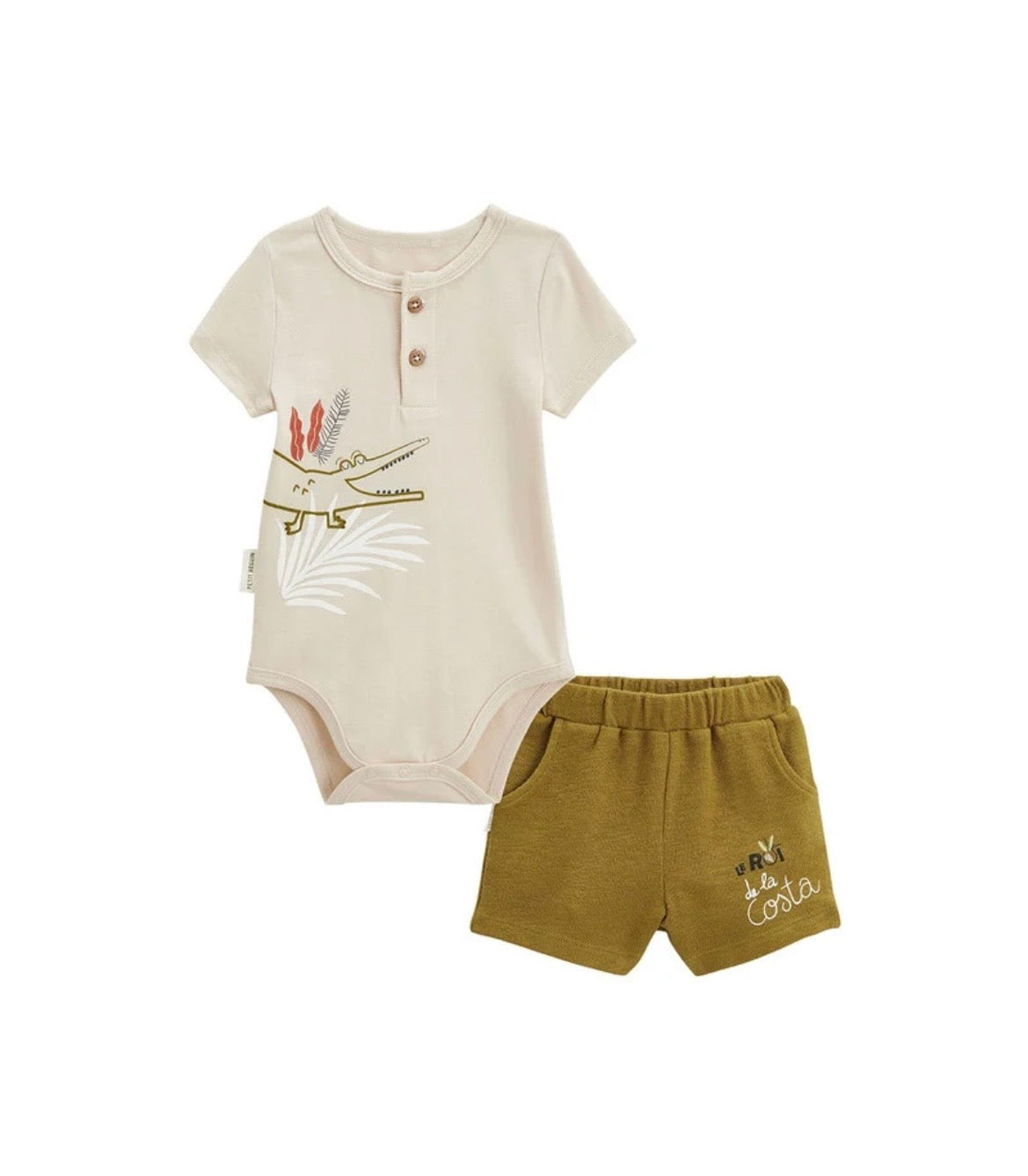 Ensemble 2 pcs Body & short beige kaki garçon