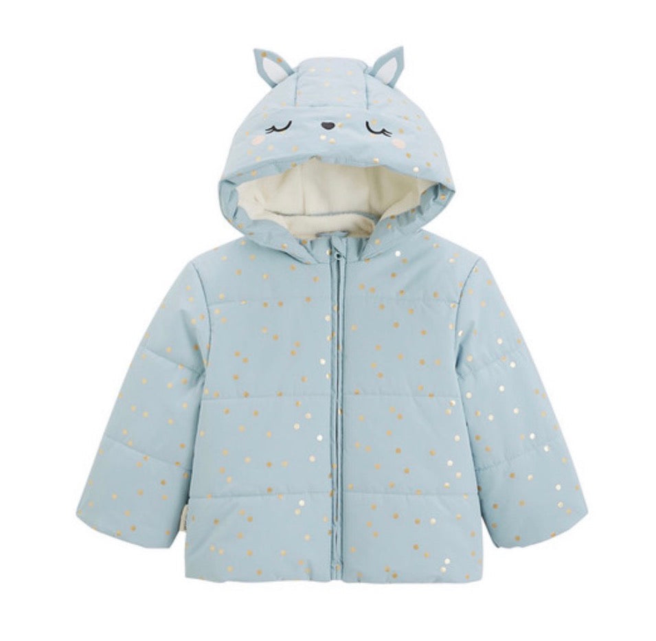 Doudoune bleue intérieur polaire avec capuche lapin