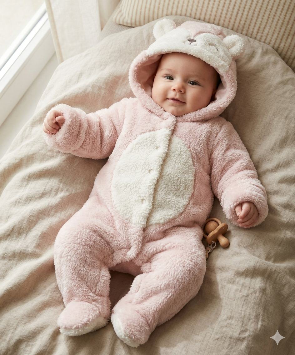 Combi-pilote à capuche Rose