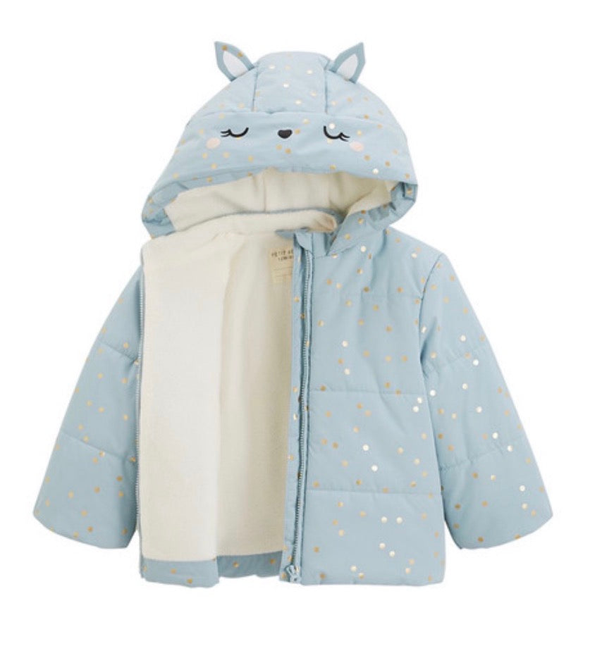 Doudoune bleue intérieur polaire avec capuche lapin