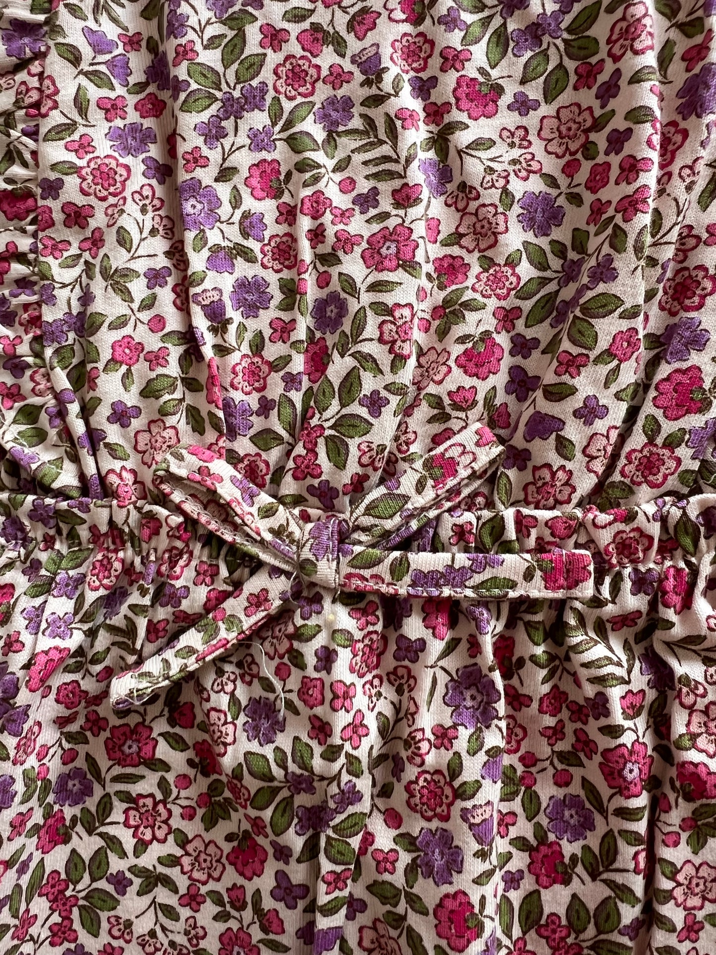 Robe fille imprimée en Rose manches volantées