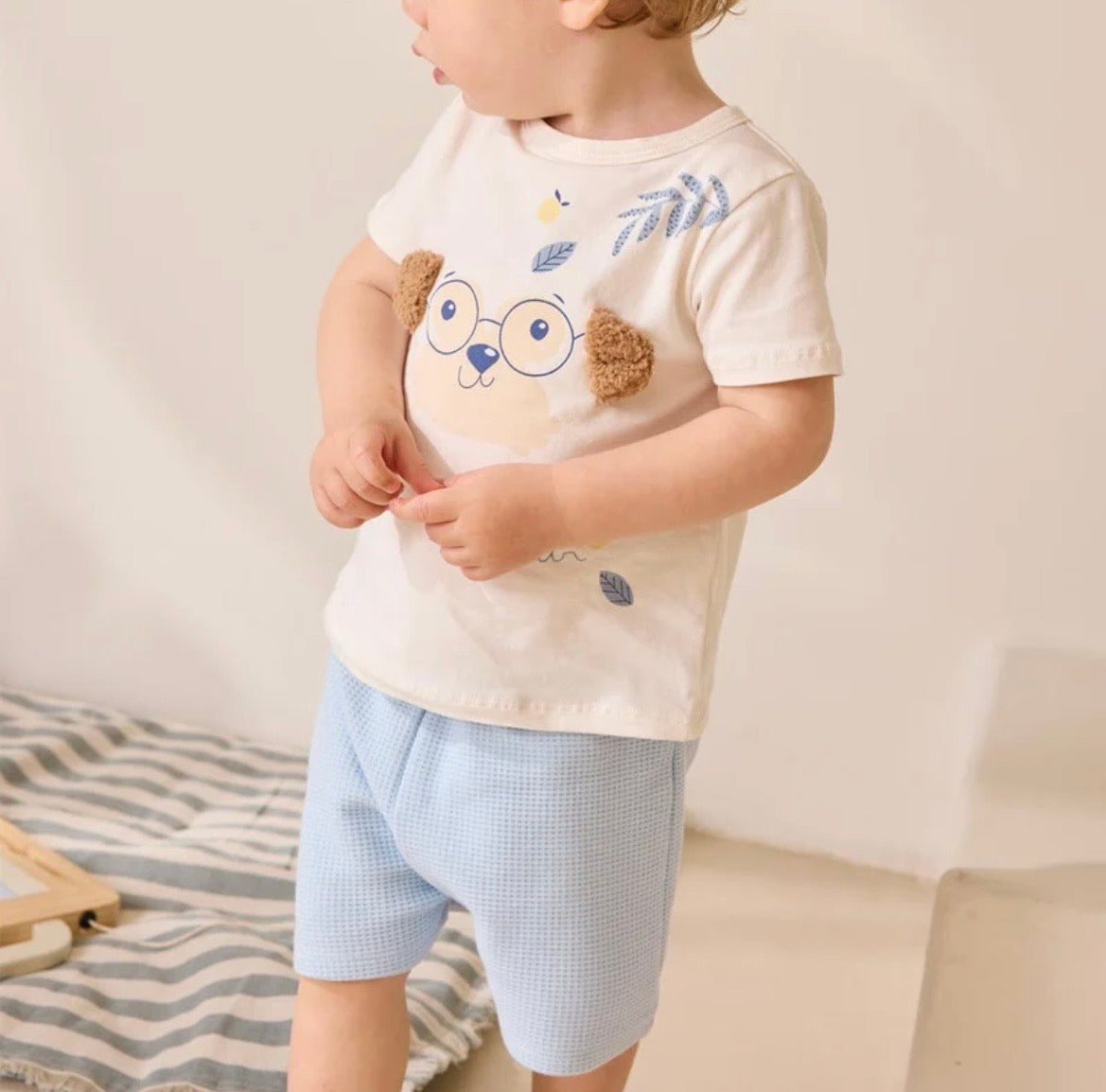 Ensemble 2 pcs Tshirt & short bleu ciel garçon