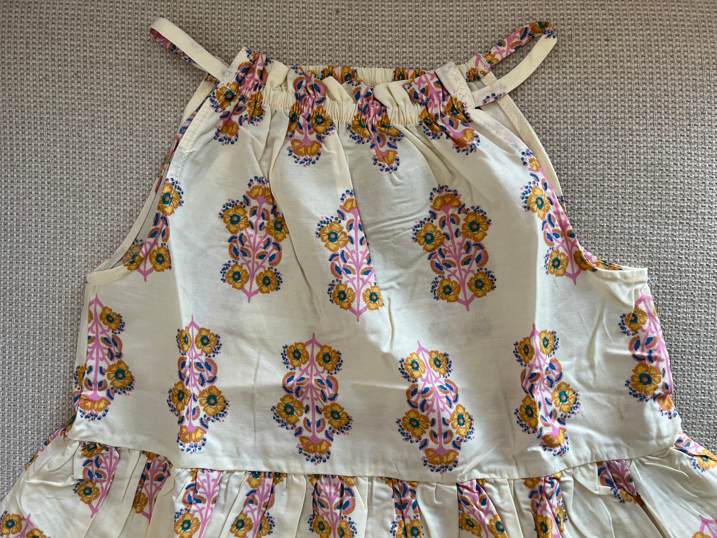 Robe multicolore beige débardeur