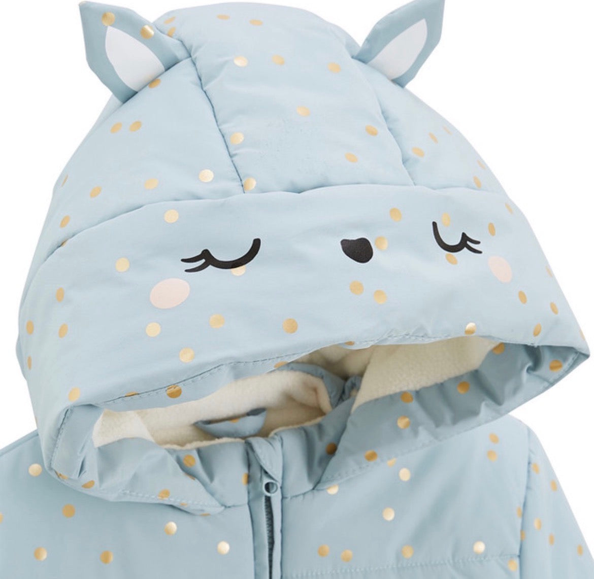 Doudoune bleue intérieur polaire avec capuche lapin