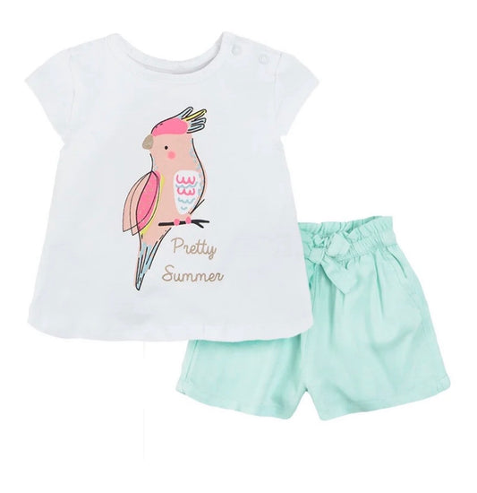 Ensemble Tshirt et short motif oiseau