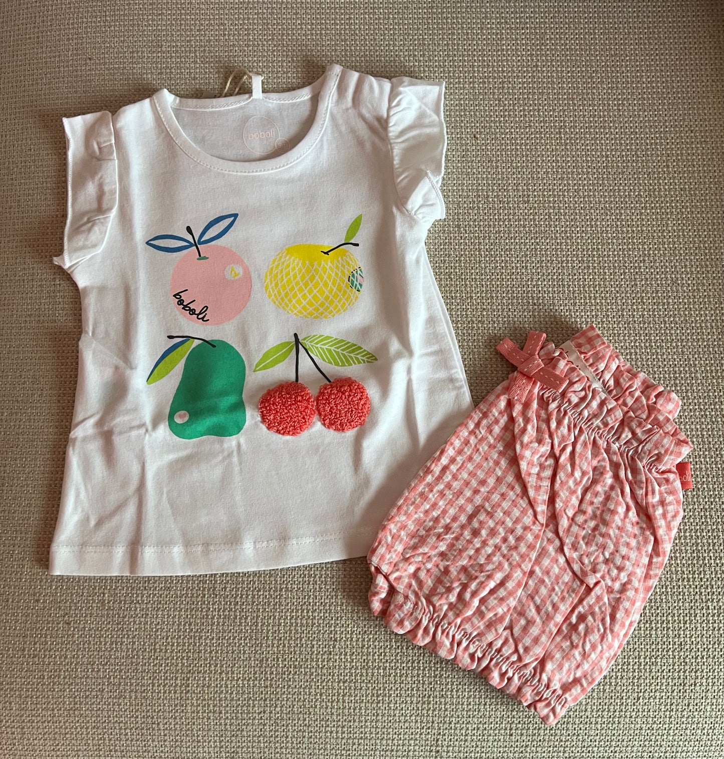 Ensemble 2 pcs Tshirt & bloomer motif cerise Rose