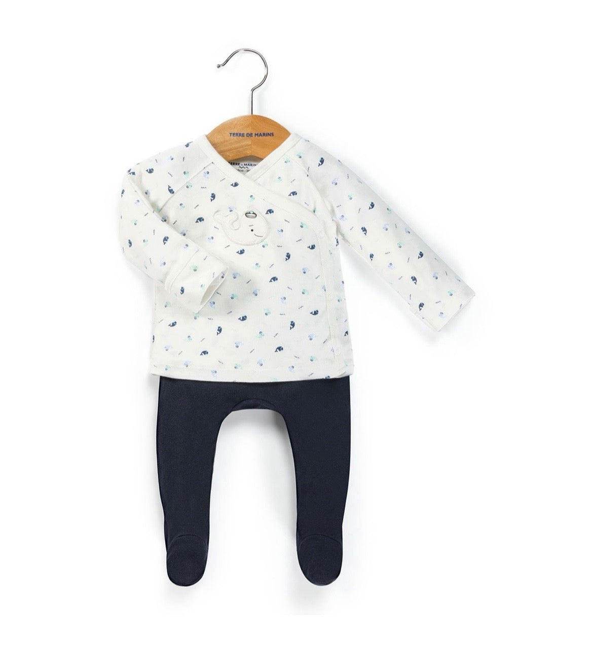 Ensemble 2 pcs cache-coeur avec pantalon bleu marine