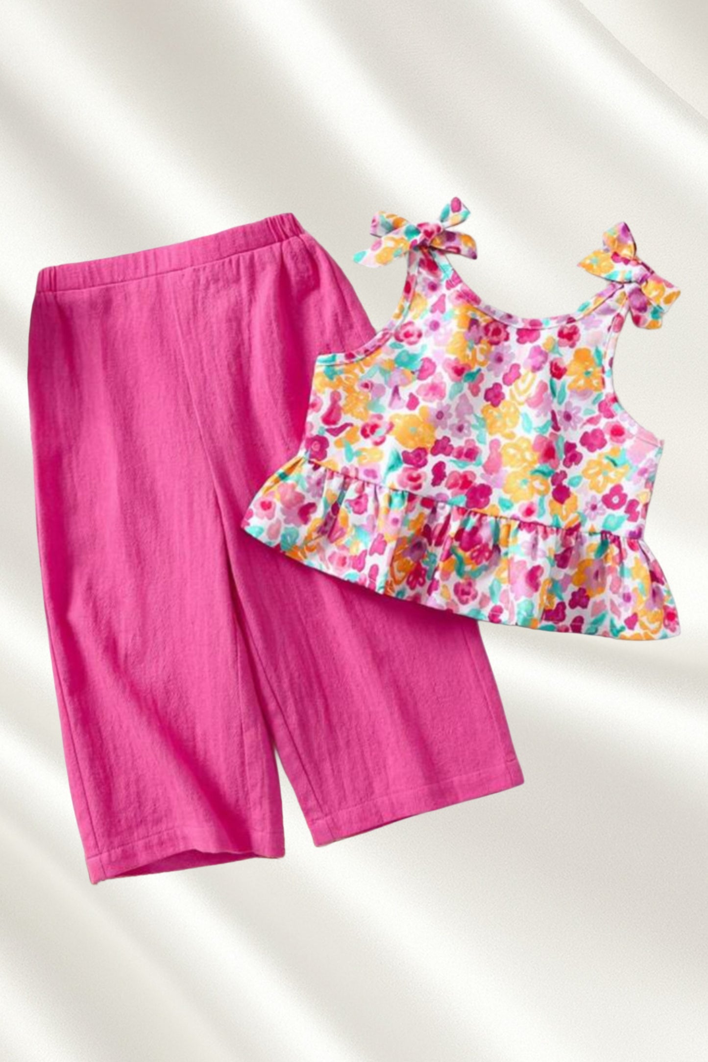 Ensemble pink fleuri pour filles