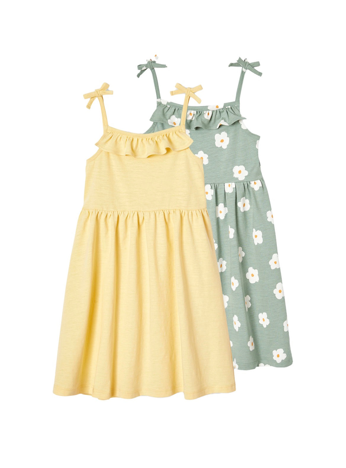 Lot 2 robes à bretelles jaune et vert