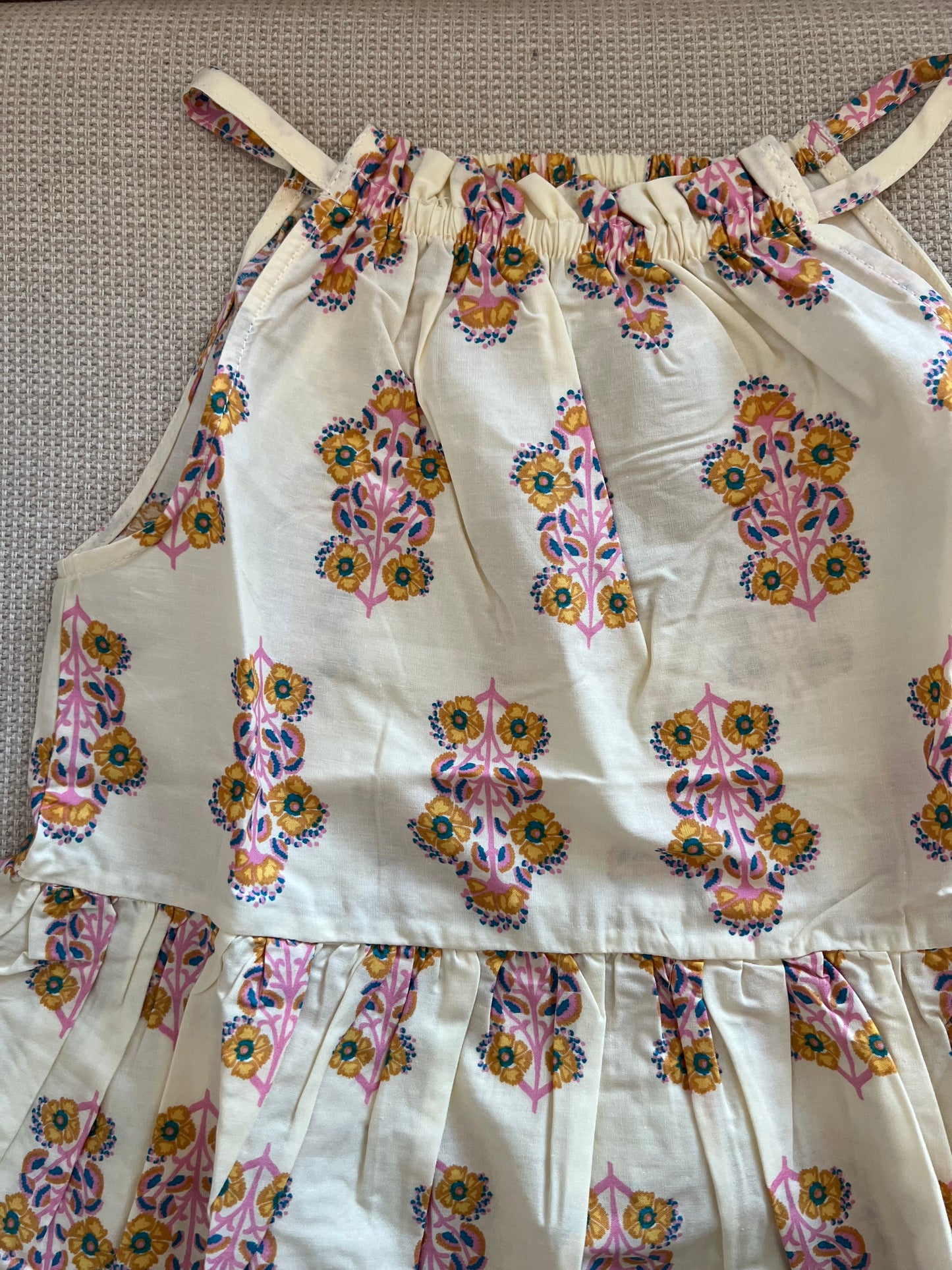 Robe multicolore beige débardeur