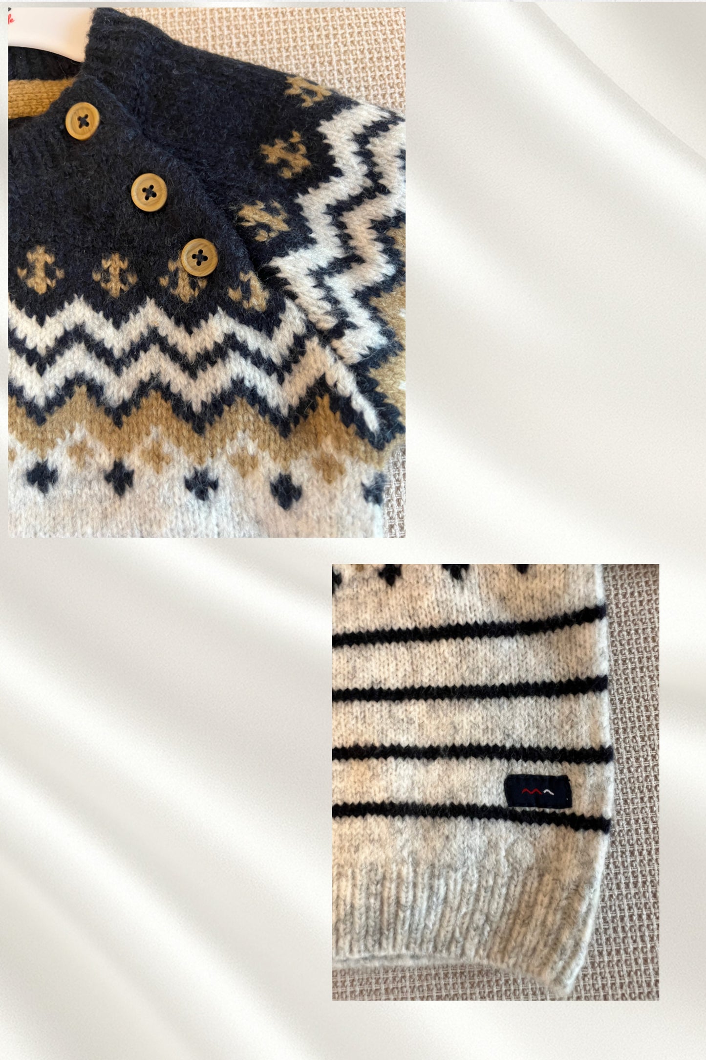 Tricot gris chiné et bleu marine