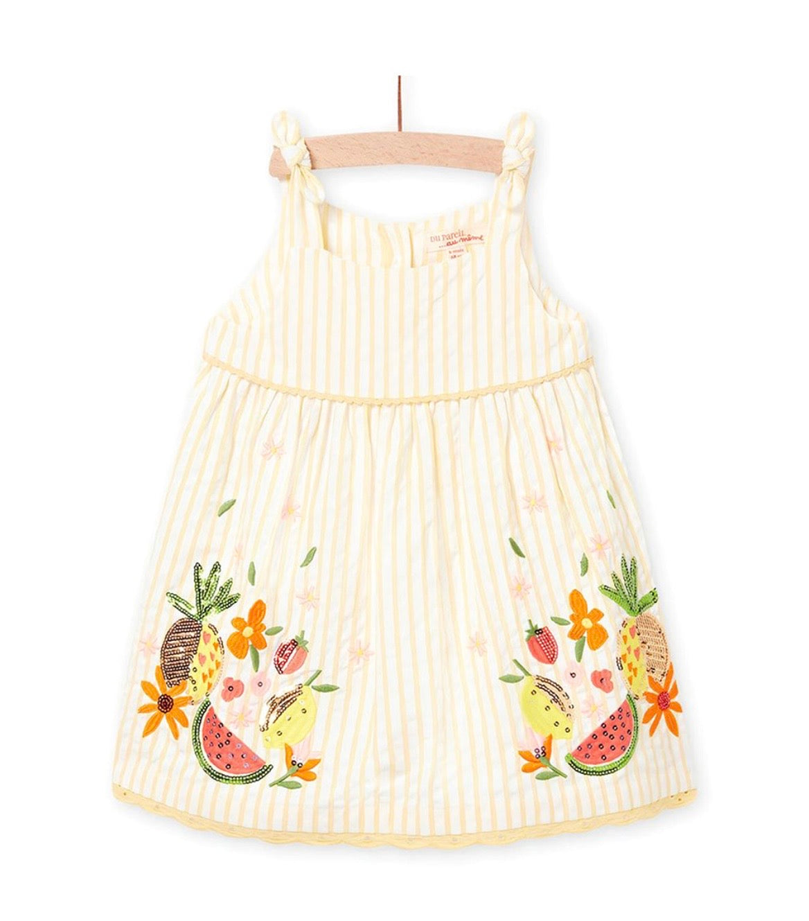 Robe jaune motifs fruits