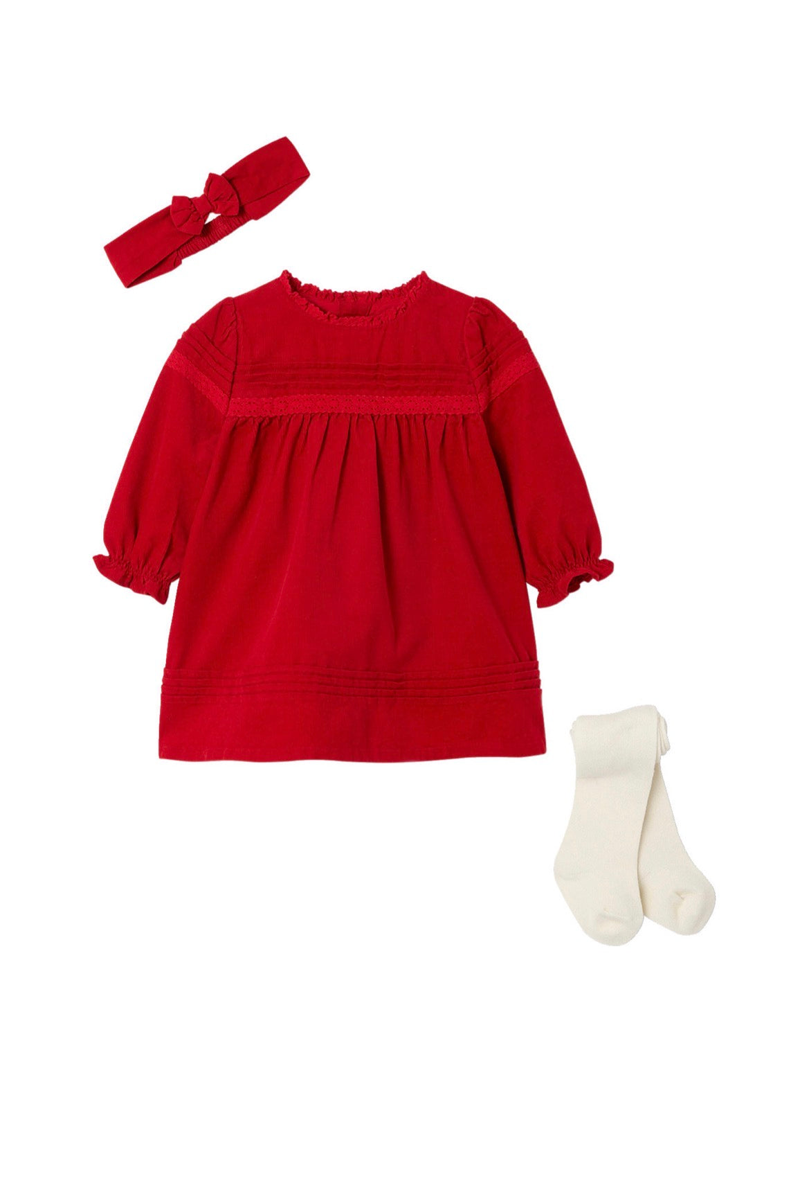 Ensemble 3 pcs Robe rouge + bandeau + collants