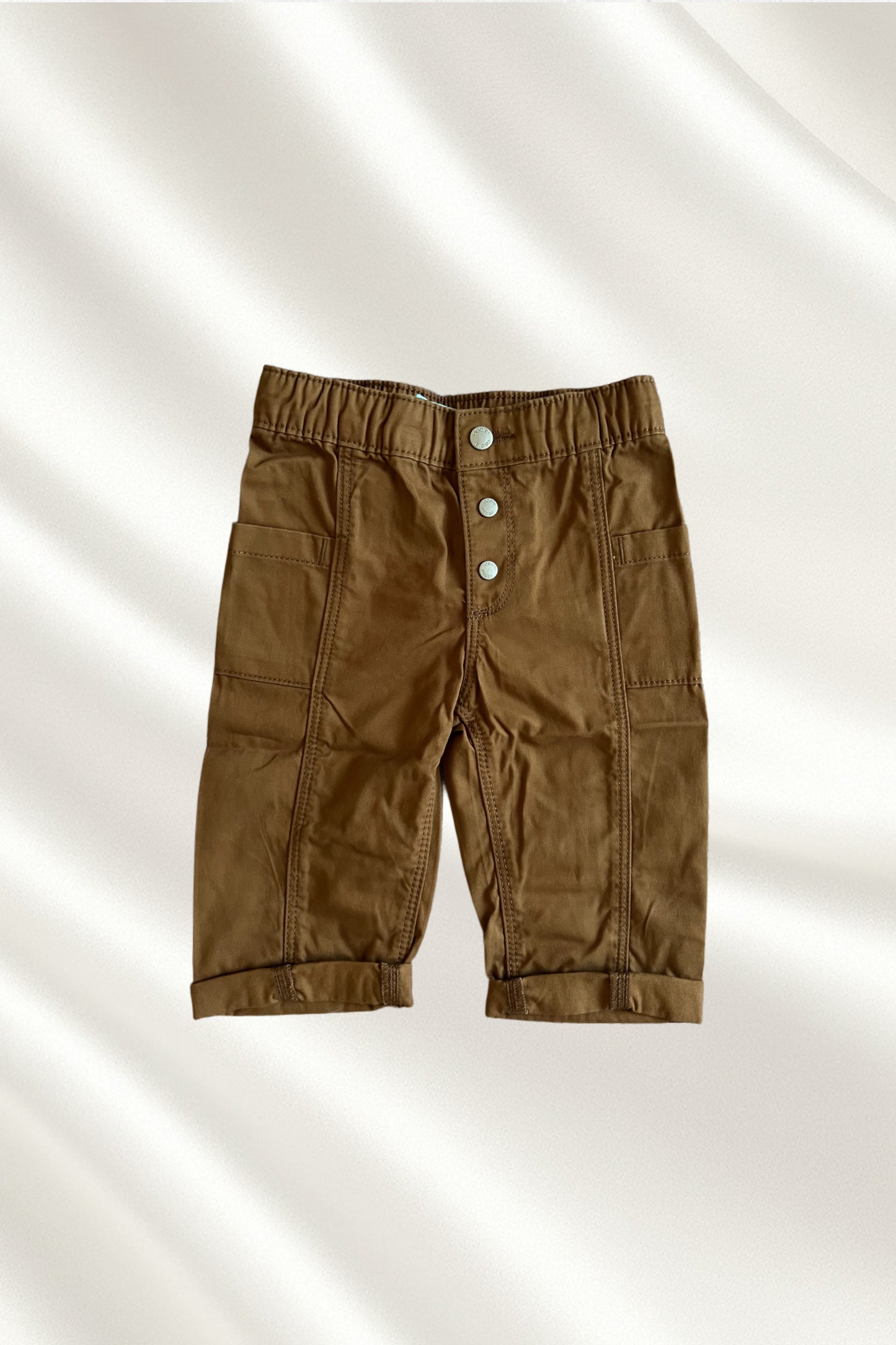 Ensemble 2 pcs Pull rayé en vert & pantalon marron
