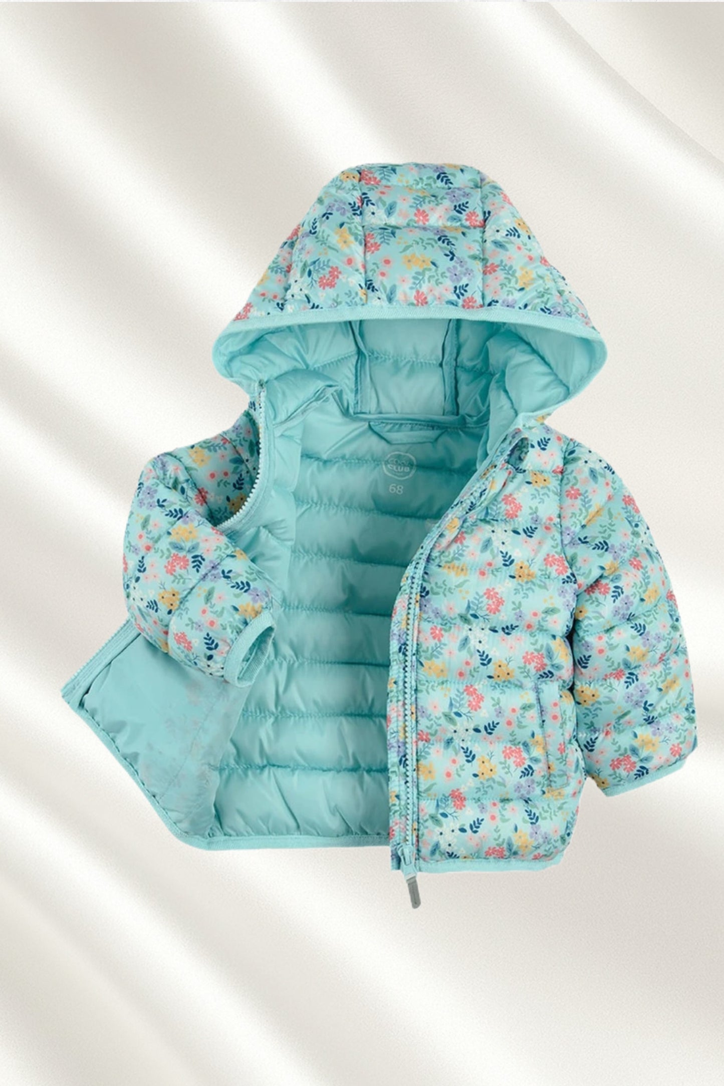 Doudoune fleurie en Turquoise