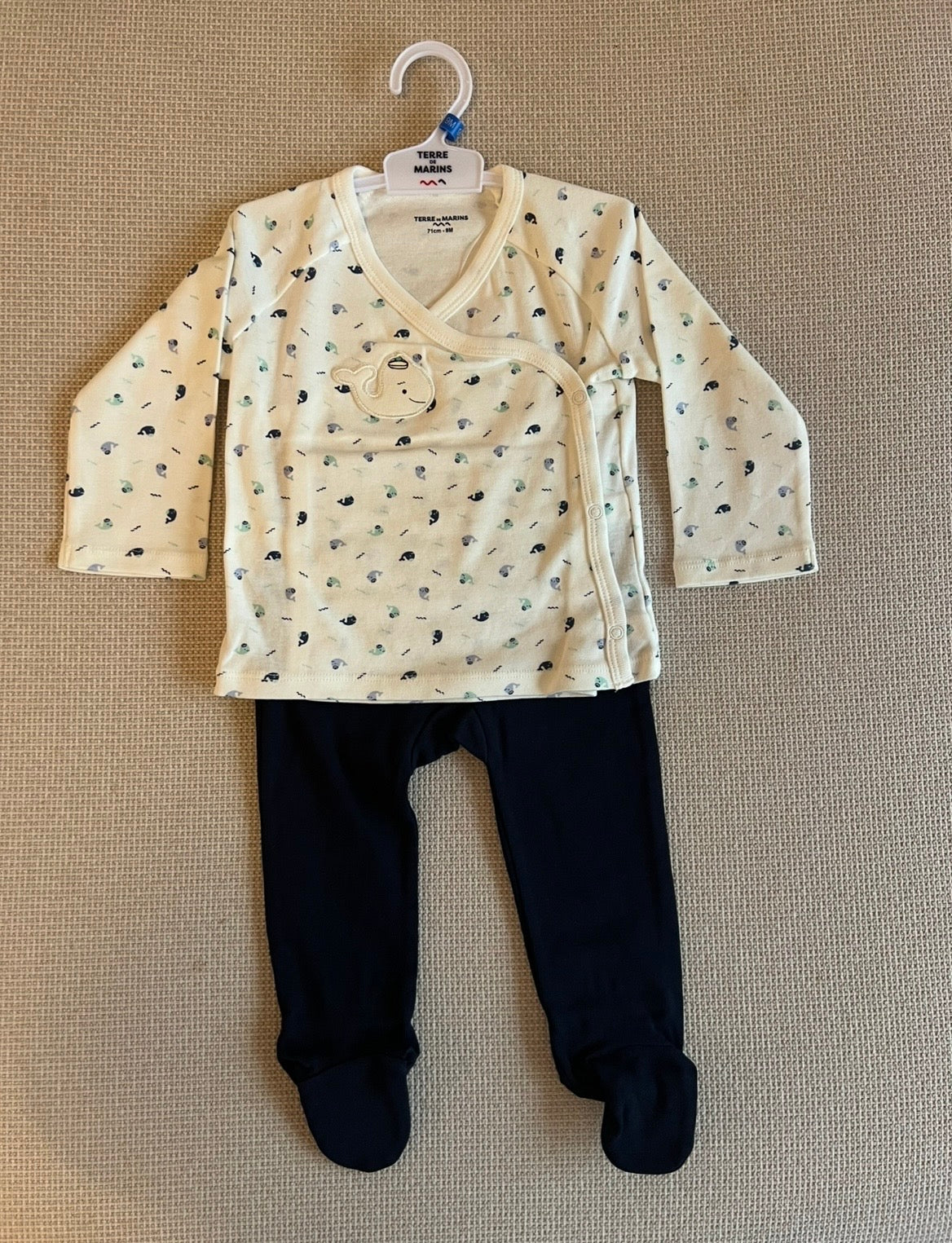 Ensemble 2 pcs cache-coeur avec pantalon bleu marine