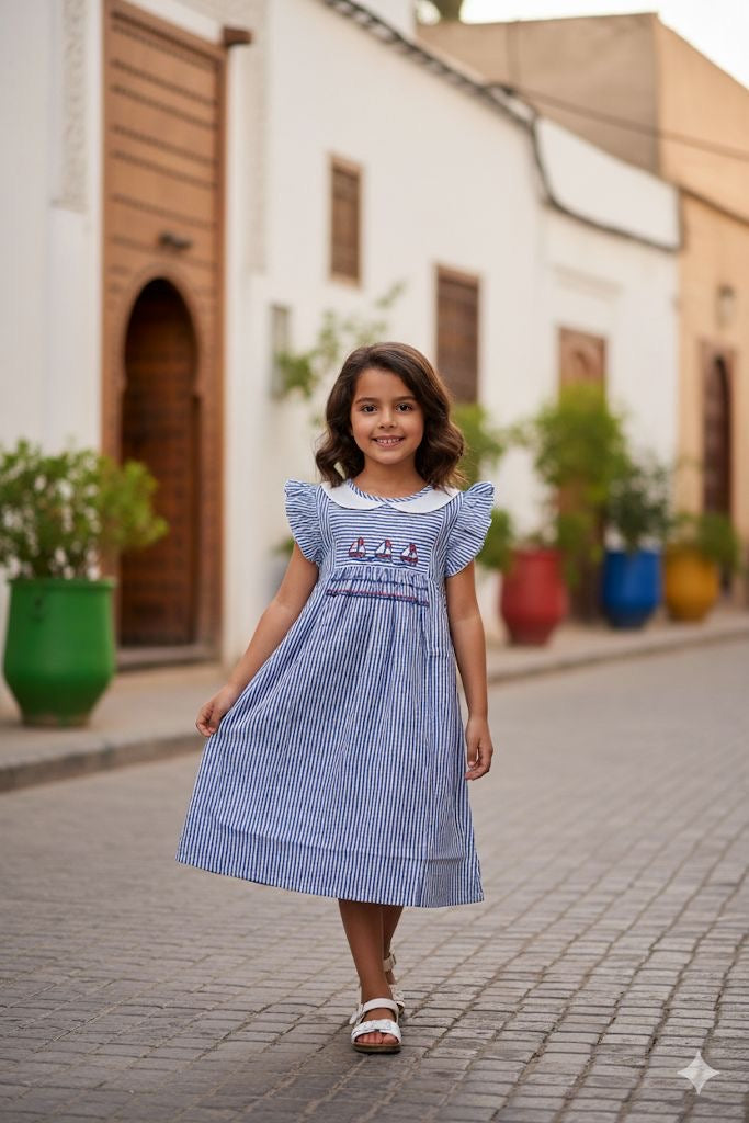 Robe bleue rayée