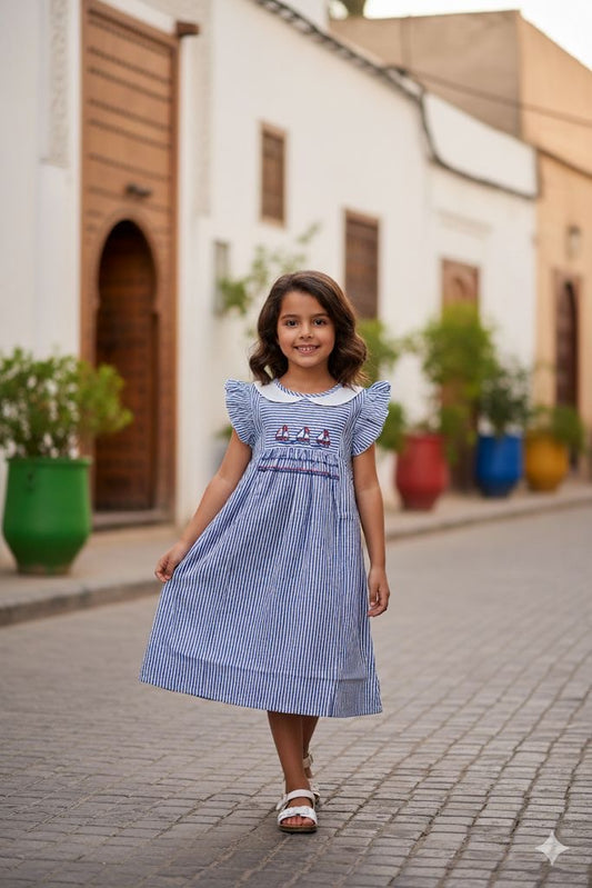 Robe bleue rayée