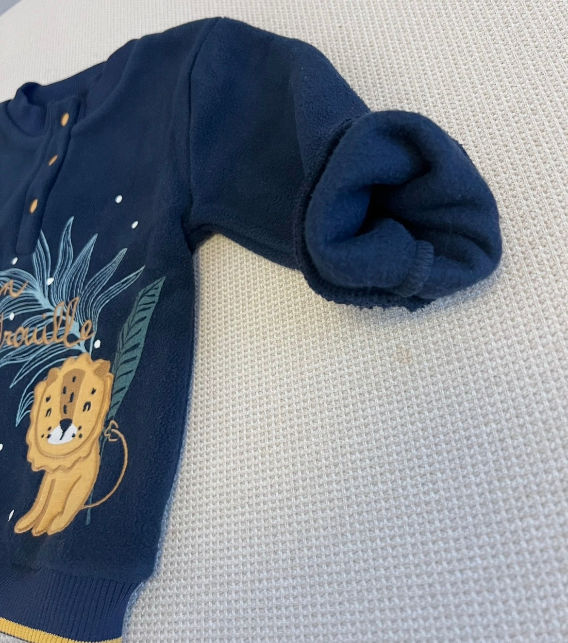 Ensemble 2 pcs sweat polaire bleu et pantalon molleton moutarde