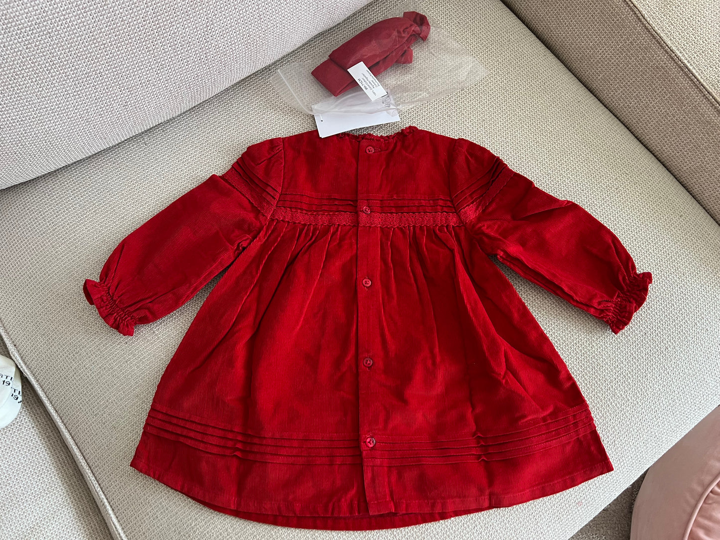Ensemble 3 pcs Robe rouge + bandeau + collants