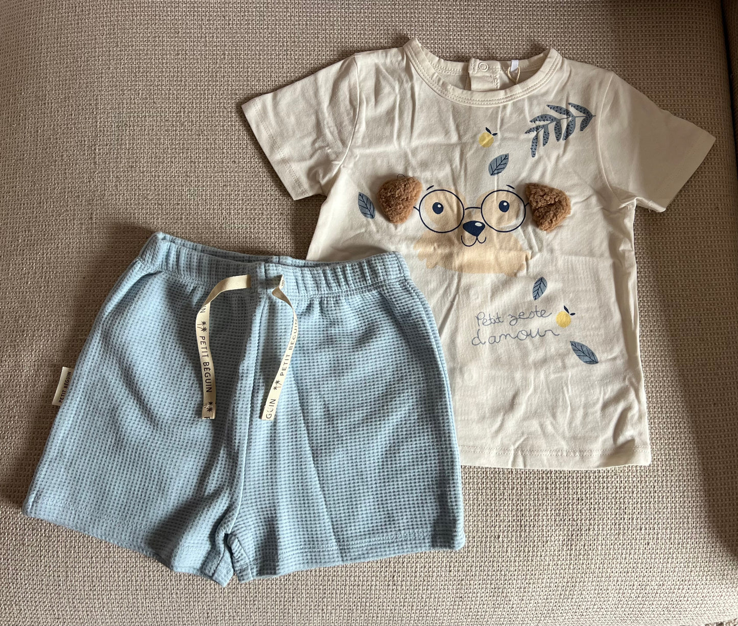 Ensemble 2 pcs Tshirt & short bleu ciel garçon