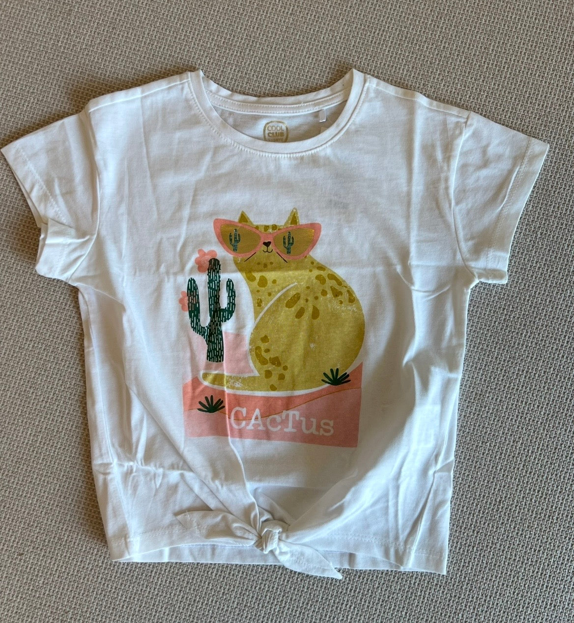 Ensemble 2 pcs Jean rose saumon avec T-shirt motif chat