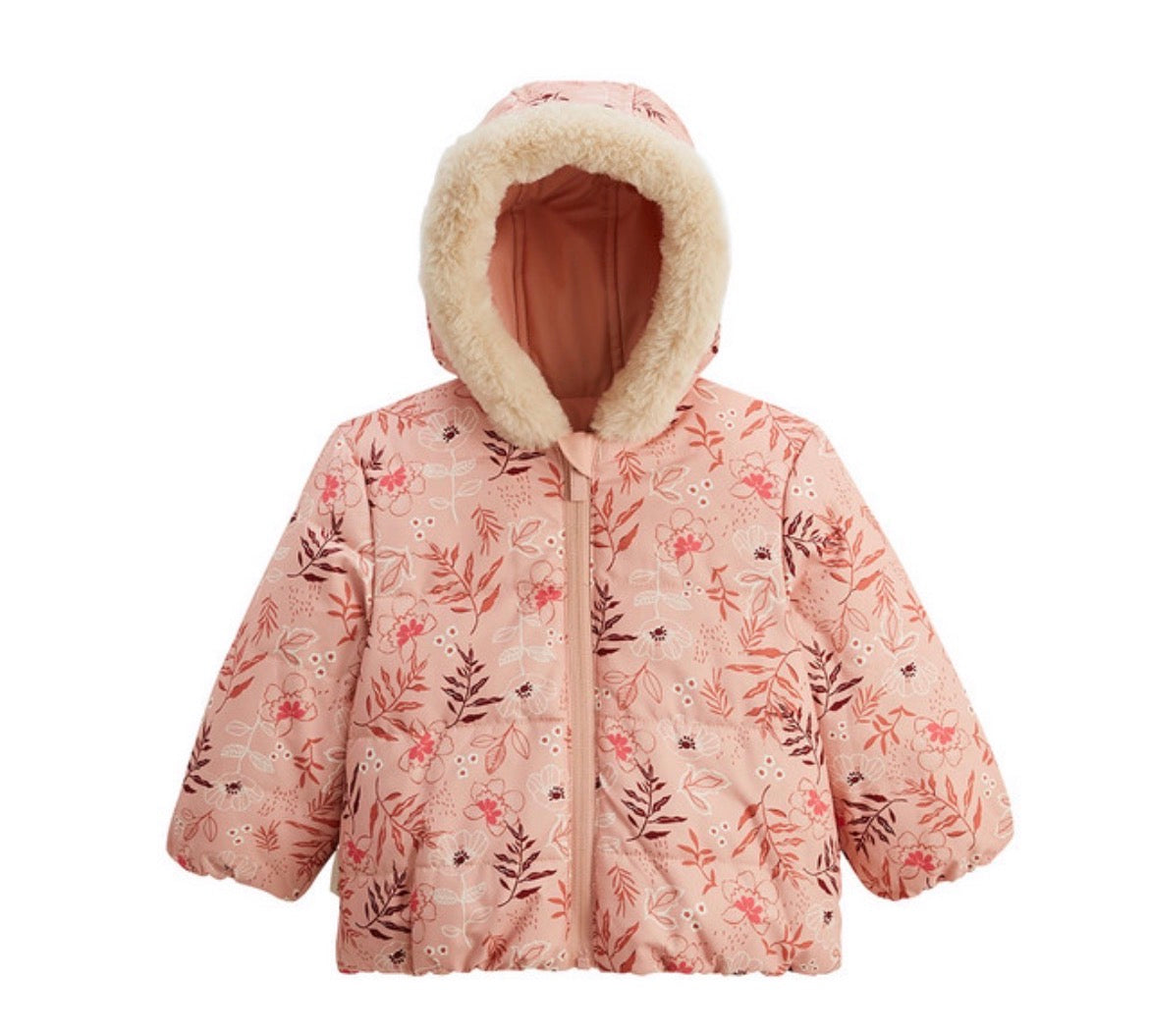 Doudoune réversible imperméable avec capuche en saumon